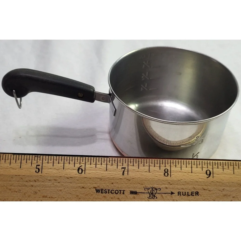 Revere Ware Measuring Cup Vintage Copper Bottom Stainless Steel USA Kitchen